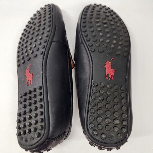 Polo Ralph Lauren Woodley Smooth Pull Up Leather Loafers Mens 10D Black Classic - Picture 8 of 8